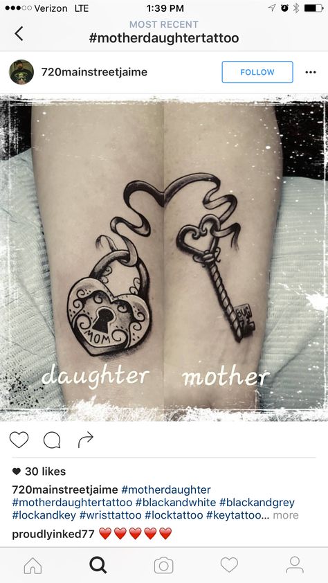 Key And Lock Tattoo, Partner Tattoo, Skull Couple Tattoo, Key Tattoo Designs, Lock Tattoo, Partner Tattoos, Mom Daughter Tattoos, Hope Tattoo, Best Couple Tattoos