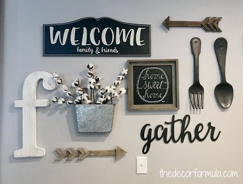 Farmhouse Decor Kitchen Wall, Diy Dining Room Decor Ideas, Kitchen Wall Collage Ideas Farmhouse, Dining Room Wall Gallery, Dining Room Wall Collage Ideas, Cute Kitchen Themes Ideas, Decorating Ideas For Kitchen Walls, Gallery Wall Kitchen Ideas, Kitchen Wall Collage Ideas