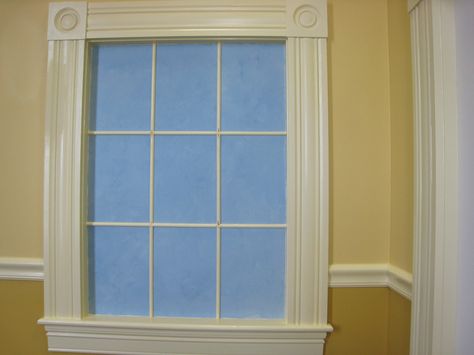 basic chair rail with more detailed window molding. (almost has a historic, colonial vibe to it. Interior Window Trim Ideas, Window Trim Ideas Interior, Modern Window Trim, Interior Trim Ideas, Trim Molding Ideas, Window Trim Ideas, Tuscan Doors, Victorian Window, Craftsman Window Trim