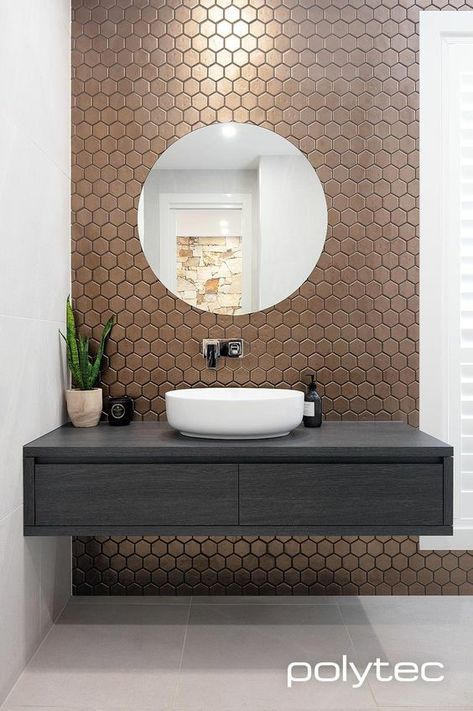 Modern Powder Rooms, Washbasin Design, Washroom Design, Basin Design, Powder Room Design, Bad Inspiration, Bathroom Tile Designs, Bathroom Photos, Bathroom Design Decor