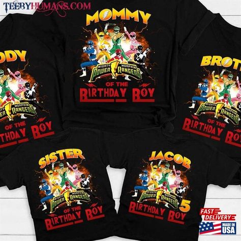 Power Ranger Shirts Pawer Family Party Shirt Birthday Unisex T-Shirt Check more at https://teebyhumans.com/product/power-ranger-shirts-pawer-family-party-shirt-birthday-unisex-t-shirt/ Power Ranger Birthday Shirt, Power Rangers Shirt, Power Ranger Birthday Party, Power Ranger Party, 5th Birthday Boys, Power Ranger Birthday, Fourth Birthday, Birthday Boy Shirts, Mighty Morphin Power Rangers