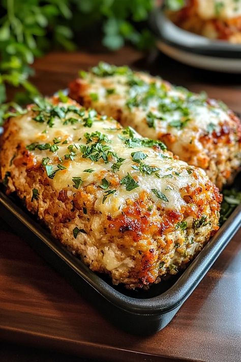 Try these mini Garlic Parmesan Chicken Meatloaves for a tasty twist on a classic! Juicy, cheesy, and bursting with garlic flavor, they’re perfect for busy weeknights or meal prep. Your next favorite meal is just a click away! #chickenmeatloaf #garlicparmesan #easydinnerrecipes #chickenrecipes #weeknightdinner #mealprepideas #homemademeatloaf #comfortfood #parmesanrecipes #familydinnerideas Chicken Loaf Recipe Best Meatloaf, Chicken In A Loaf Pan, Mini Chicken Meatloaf, Chicken Loaf Recipe, Garlic Parmesan Chicken Meatloaves, Garlic Parmesan Chicken Meatloaf, Individual Meatloaves, Chicken Loaf, Savory Meatloaf