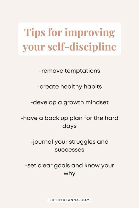 Tips To Be Disciplined, Tips For Discipline, Improve Self Discipline, Self Decipline Rules, Becoming More Disciplined, How To Get More Disciplined, Discipline Tips Self, How To Self Discipline Yourself, How To Be More Disciplined Life