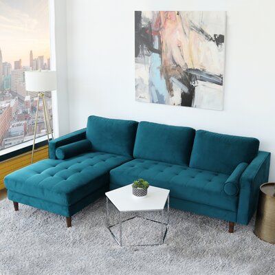 Aesthetic Navy Blue, Aesthetic Navy, Navy Blue Colour, Fluffy Cushions, Couch With Chaise, Velvet Sectional, Fabric Sectional Sofas, Tufted Sofa, Blue Sofa