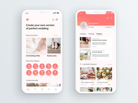 Wedding Vendor App Exploration by Cahyani Wedding Planning App, Dashboard App, Wedding App, App Home Screen, Wedding Planning Apps, App Inspiration, Wedding Planner App, Wedding Apps, Planning App