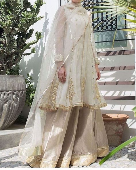 Tissue Sharara, Qabool Hai, Deepak Perwani, Wedding Sharara, Eid Clothes, Shadi Dresses, Desi Outfits, Nikkah Dress, Organza Shirt