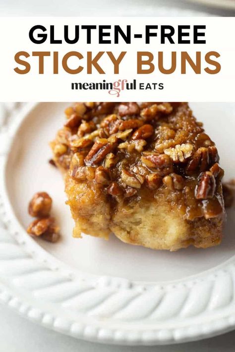 Gluten-Free Sticky Buns Gluten Free Caramel Rolls Recipe, Gluten Free Sweet Potato Rolls, Gluten Free Caramel Rolls, Gluten Free Sticky Buns, Gluten Free Pastry Recipes, Gluten Free Brioche Recipe, Gluten Free Christmas Breakfast, Fluffy Yeast Rolls, Gf Treats