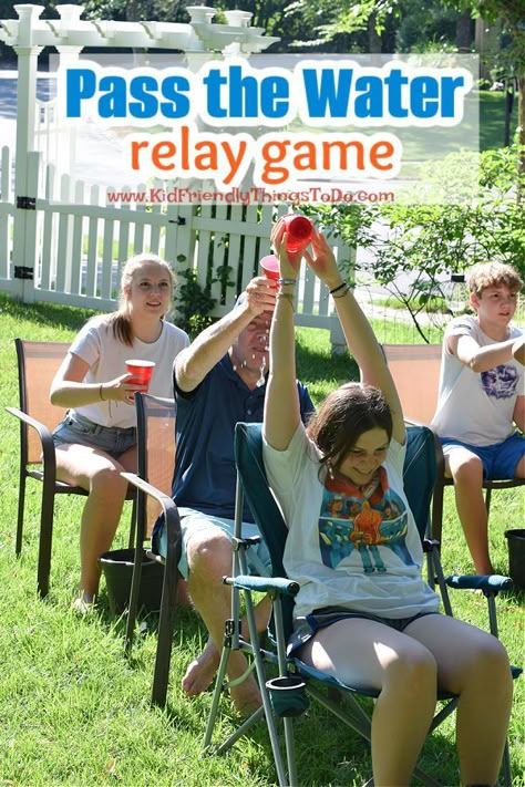 Relay Race For Adults Group Games, Pass The Water Game, Water Week Activities, Sport Games For Summer Camp, Fun Relay Games, Water Relay Race, Fun Outdoor Water Games, Water Carnival Games, Outdoor Competition Games