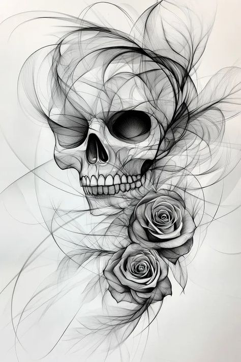 Tattoo idea: tattoo sketch skull and roses tattoo black and red out 3 Red Skull Tattoo, Skull Holding Rose Tattoo, Black Rose With Red Shading Tattoo, Macabre Rose Tattoo, Skull Rose Butterfly Tattoo, Spooky Rose Tattoo, Skull And Roses Tattoo, Sketch Skull, Tarot Card Tattoo