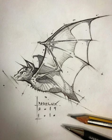 Bat in Flight. Pencil and Pen Animal Drawings. Click the image, for more art from Psdelux. Pencil Drawings Of Animals, Animal Drawings Sketches, Seni Dan Kraf, Sketch Artist, Arte Sketchbook, Pencil Art Drawings, Animal Sketches, A Pencil, Sketchbook Art Inspiration