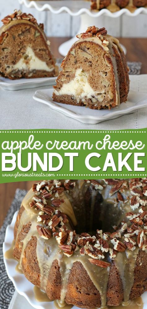 Apple Cream Cheese Bundt Cake, fall desserts, easy to make sweet treats Apple Cream Cheese Bundt Cake, Praline Frosting, Cream Cheese Bundt Cake, Apple Cream Cheese, Apple Bundt Cake, Apple Cream, Bundt Cake Recipe, Fall Brunch, Cakes Recipes