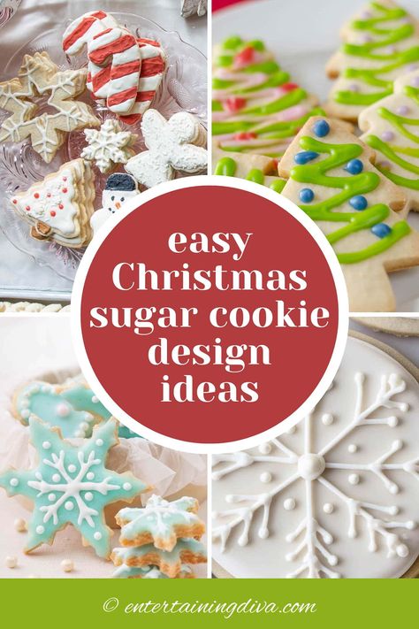 Easy Christmas Sugar Cookie Design Ideas With Royal Icing | Christmas Cookies Fancy Christmas Cookies Decorating Ideas, Easy Holiday Cookie Decorating, Cookies With Royal Icing Decorating, Easy Decorated Christmas Cookies Simple, Easy Sugar Cookie Designs Christmas, How To Ice Christmas Cookies, Holiday Royal Icing Cookies, Ornament Sugar Cookies Decorating Ideas, Easy Sugar Cookie Decorating Ideas