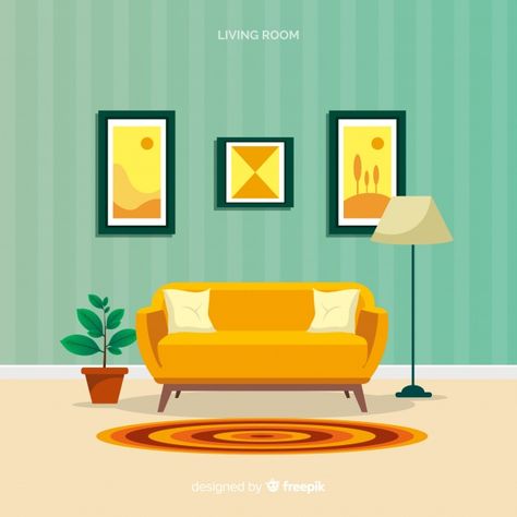 Modern living room with flat design Free Vector Living Room Vector, Interior Vector, Creative Interior Design, Design Del Prodotto, Commercial Interior Design, Interior Deco, Commercial Interiors, Grand Rapids, Best Interior