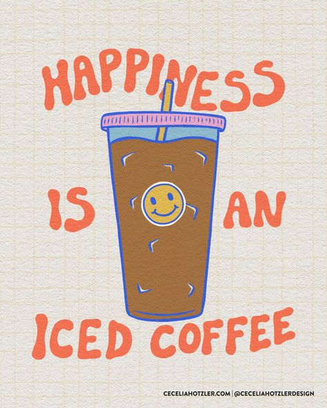 Iced Coffee Illustration Art, Retro Coffee Illustration, Iced Coffee Graphic, Ice Coffee Quotes, Ice Coffee Illustration, Iced Coffee Cartoon, Iced Coffee Painting, Iced Coffee Drawing, Iced Coffee Poster