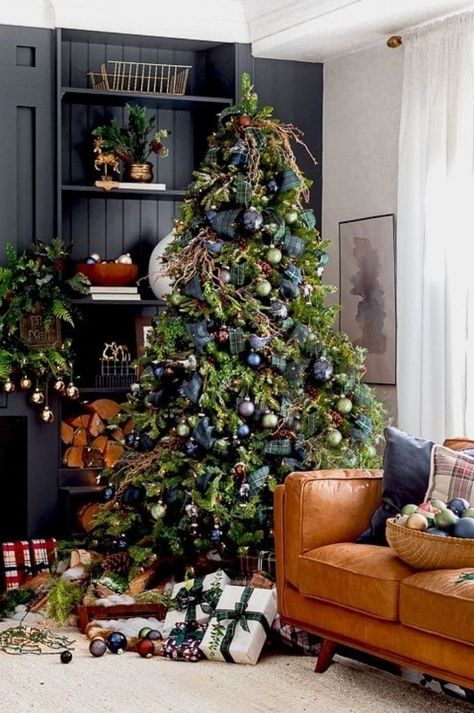 20+ Chic Christmas Tree Decorating Ideas From Our Favorite- 2022 - newyearlights. com Tree Inspiration, Blue Christmas Decor, Blue Christmas Tree, Plaid Christmas Tree, Gold Christmas Decorations, Christmas Tree Inspiration, Winter Ideas, White Christmas Decor, Noel Christmas