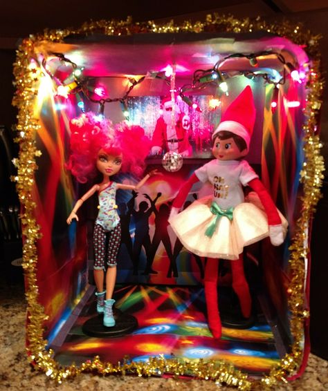 Elf on the Shelf - Dance Party Elf On The Shelf Dance Party, Elf Dance, Elf Writing, Kids Christmas Movies, Christmas Party Planning, Elf On Shelf, Elf Yourself, Christmas Horror, Awesome Elf On The Shelf Ideas