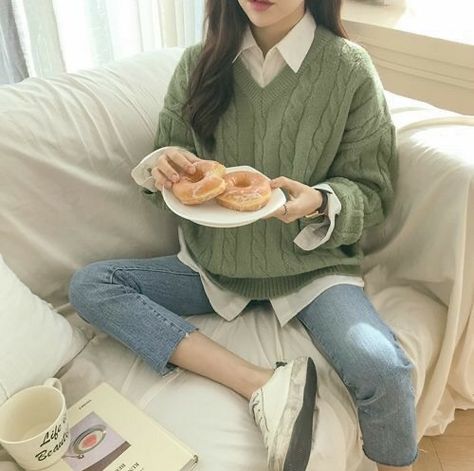 Korean Casual Outfits, Korean Aesthetic, Korean Girl Fashion, Ulzzang Fashion, 가을 패션, Korean Street Fashion, Fashion Mode, Korean Outfits, Mode Inspiration