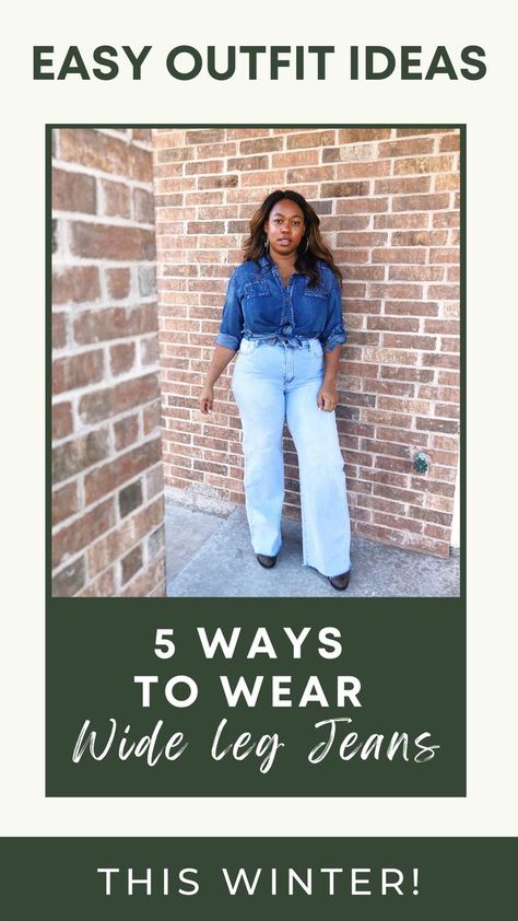 5 wide leg jeans outfits for Winter. Looking for Winter fashion inspiration? Here are five easy and stylish ways to wear wide leg jeans (AND stay warm!) this season. #widelegjeansoutfitwinter #wideleggedjeansoutfit Wide Leg Jeans Fall 2022, Wide Leg Jeans On Pear Shape, Wide Jeans Outfit Fall, Light Wide Leg Jeans Outfit Winter, Faded Wide Leg Jeans Outfit, Ways To Style Wide Leg Jeans, Styling High Waisted Wide Leg Jeans, Loose Leg Jeans Outfit, Wide Leg Distressed Jeans Outfit