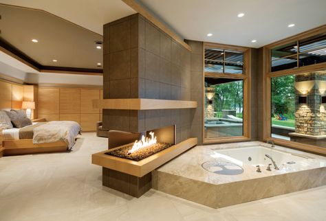 Fantastic master suite-  Bruce Lenzen Design & Build Home in Lakeland Shores Jacuzzi Tub Bathroom, Jacuzzi Bathroom, Luxury Bedroom Design, Dream Bathrooms, Home Room Design, Beautiful Bathrooms, Modern Bathroom Design, Luxurious Bedrooms, Amazing Bathrooms