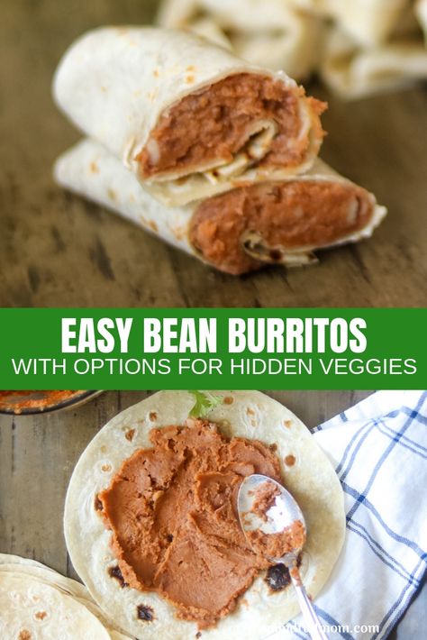 Refried Bean Burritos, Taco Beans, Desserts Mexican, Vegan Refried Beans, Bean And Cheese Burrito, Vegetarian Burrito, Refried Bean, Homemade Refried Beans, Refried Beans Recipe