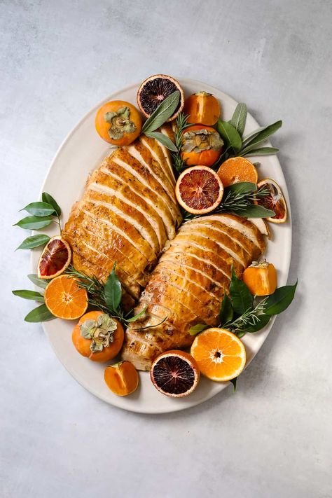 Roasted Turkey Breast with Garlic Herb Butter Turkey Plating Ideas, Turkey Plating, Best Roast Turkey Recipe, Best Roasted Turkey, Herb Roasted Turkey, Roast Turkey Recipes, Frozen Turkey, Oven Roasted Turkey, Garlic Herb Butter