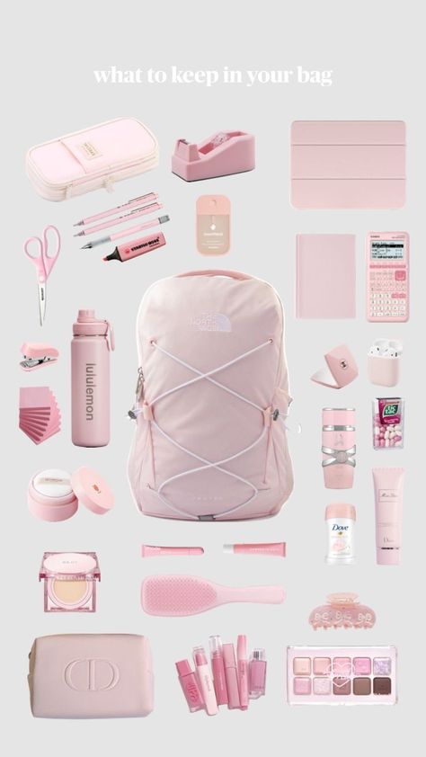 High School Essentials, School Backpack Essentials, Preppy School Supplies, Pink Academia, Girly Christmas Gifts, Pretty School Supplies, Everyday Bag Essentials, School Preparation, School Bag Essentials