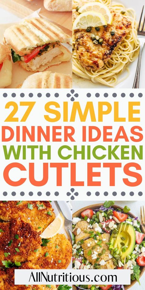 Chicken Cutlet Dinner Ideas, Quick And Easy Meal Ideas, Chicken Fillet Recipes, Baked Chicken Cutlets, Cutlet Recipes, Crispy Chicken Salads, Chicken Cutlet Recipes, Chicken Saltimbocca, Breaded Chicken Cutlets