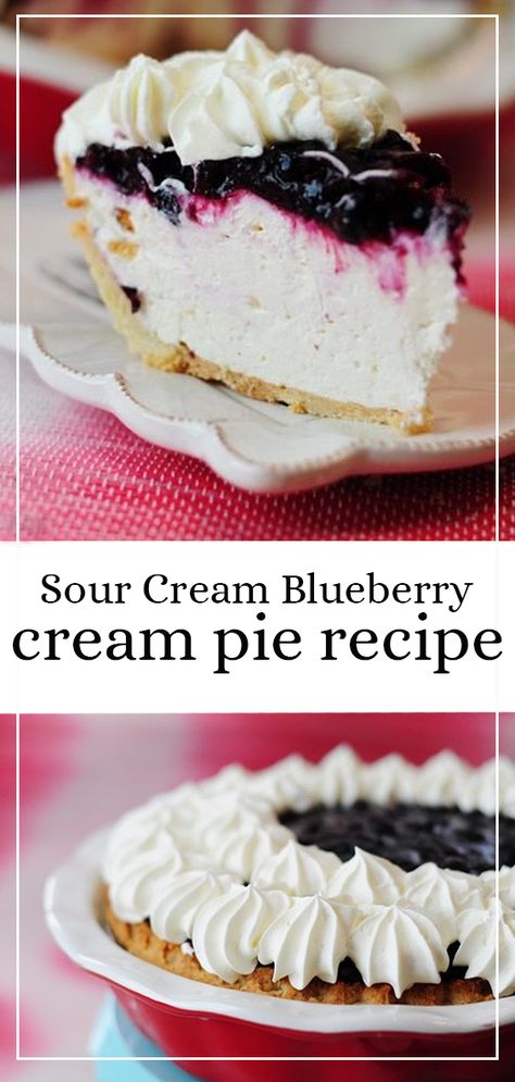 Marie Calendars Double Cream Blueberry Pie, Cupcake Recipes With Sour Cream, Double Cream Blueberry Pie, Deliciously Bold Blueberry Cream Pie, Berry Cream Pie Recipes, Huckleberry Cream Pie, Sour Heavy Cream Recipes, Blueberry Cream Cheese Pie Recipe, Best Cream Pie Recipes