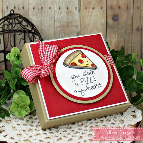 A Pizza My Heart, Pizza My Heart, Pizza Gifts, In His Image, Diy Valentines Cards, Treat Holder, Love Stamps, Valentines For Boys, Birthday Cards Diy