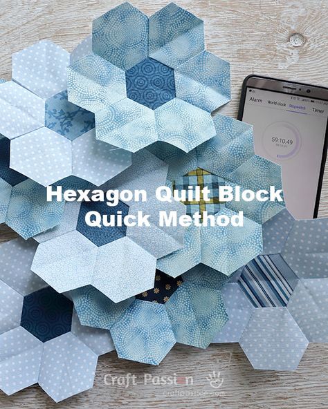 Quick Machine Sew Hexagon Flower Quilt Block • Craft Passion • Page 2 of 2 Word Clock, Hexagon Quilt Pattern, Hexagon Patchwork, Hexie Quilt, English Paper Piecing Quilts, Block Craft, Beginner Sewing, Flower Quilt, Beginner Sewing Projects Easy