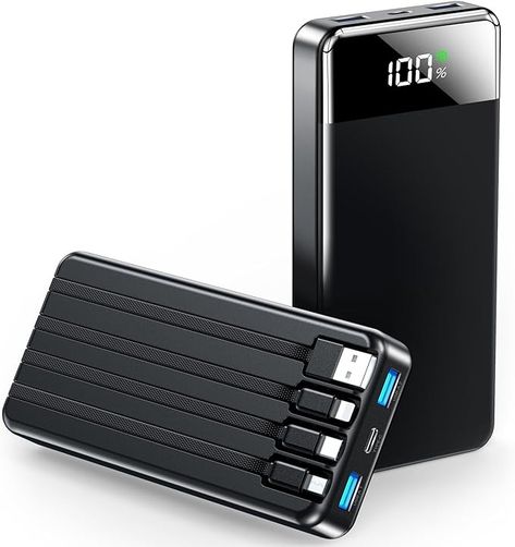 Amazon.com: SABANI Portable Charger 35000mAh Power Bank - Portable Battery with 4 Built in Cables, 22.5W Fast Charging Battery Pack Compatible with iPhone 15 14 13 Samsung Android Cell Phone etc (1 Pack, Black) : Cell Phones & Accessories Portable Phone Charger, Phone Accessories Shop, Tv Shopping, Portable Power Bank, Portable Battery, Portable Charger, Phone Charger, Battery Pack, Android Phone