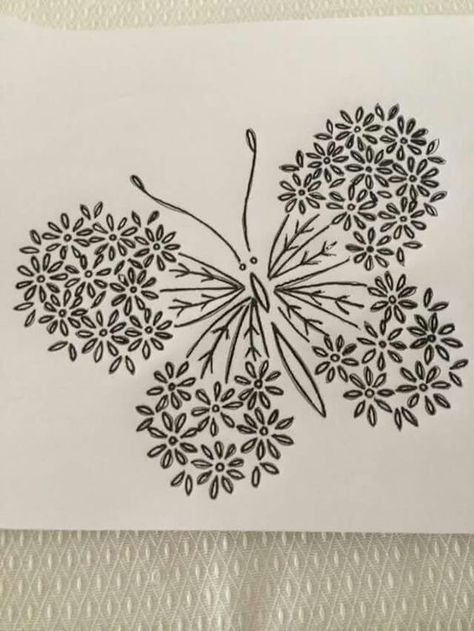 Embroidery Drawing Pattern Flowers, Butterflies Embroidery Designs, Embroidery Patterns Vintage Flowers, Flower Embroidery Designs Drawings, Sulaman Pita, Diy Embroidery Designs, Hand Embroidery Patterns Flowers, Hand Embroidery Videos, Diy Embroidery Patterns