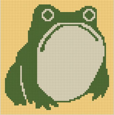 74x75 Crochet Tapestry Pattern Frog, Frog Tapestry Crochet, Frog Tapestry, Tapestry Pattern, Crochet Frog, Tapestry Crochet Patterns, Crochet Things, Crochet Tutorials, Pixel Pattern