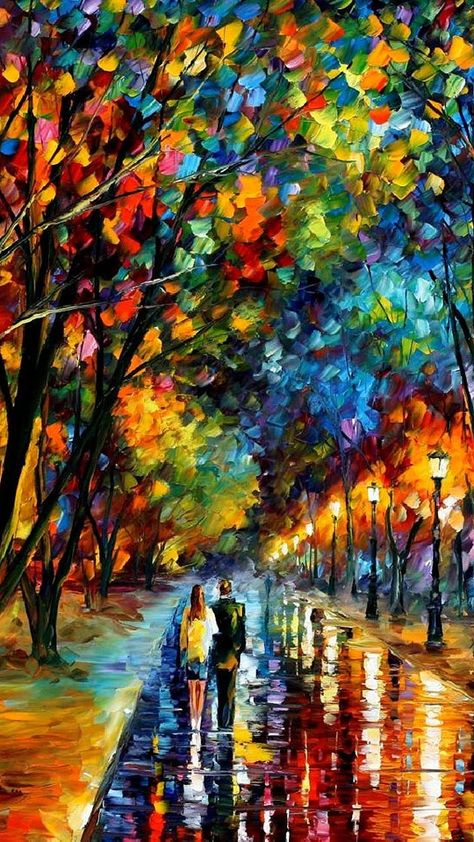 <3 Graffiti Landscape, Impasto Art, Romantic Nature, Leonid Afremov, Home Canvas, Dream Painting, Watercolor Subjects, Peregrine, Palette Knife