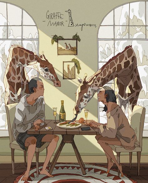 Xi Zhang, Fantasy Story, Wow Art, Dessin Adorable, Art And Illustration, Swag Shoes, Giraffes, Pretty Art, Cool Drawings