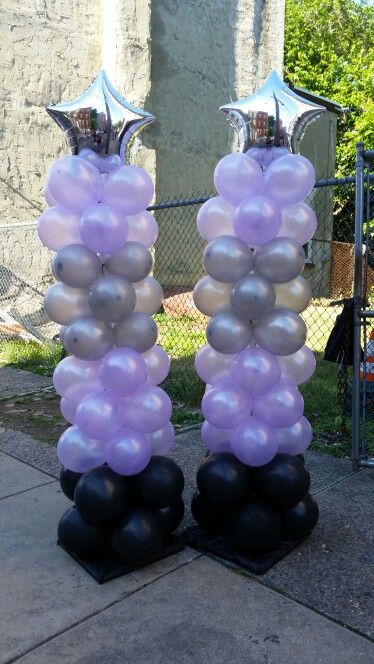 Lavender And Black Party Decorations, Lavender White And Silver Party Decor, Black And Purple Quinceanera Theme, Sparkly Party Decorations, Quince Theme Ideas, Purple Quinceanera Theme, Quince Decor, Prom Backdrops, 15th Birthday Party Ideas