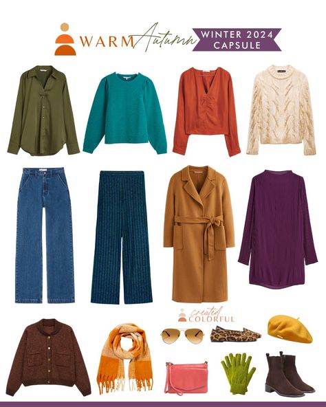 Autumn Blue Outfit, Warm Autumn Summer Outfits, True Autumn Outfits Capsule Wardrobe, True Autumn Color Palette Outfits, House Of Color Autumn, Warm Autumn Color Palette Outfits, Autumn Color Palette Outfits, Warm Autumn Outfits, Fall Outfits For Warm Weather