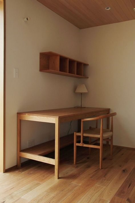 Wooden Work Table, Minimalist Wood Furniture, Wooden Desk, Work Desk, Study Table, Desk Design, Furniture Inspiration, Home Office Design, Interior Furniture