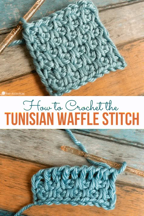 Waffle Stitch Crochet, Tunisian Stitches, Crochet Waffle, Crochet Waffle Stitch, Tunisian Crochet Hook, Tunisian Crochet Patterns, Tunisian Crochet Stitches, Crochet Stitches For Blankets, Beginner Knitting Patterns