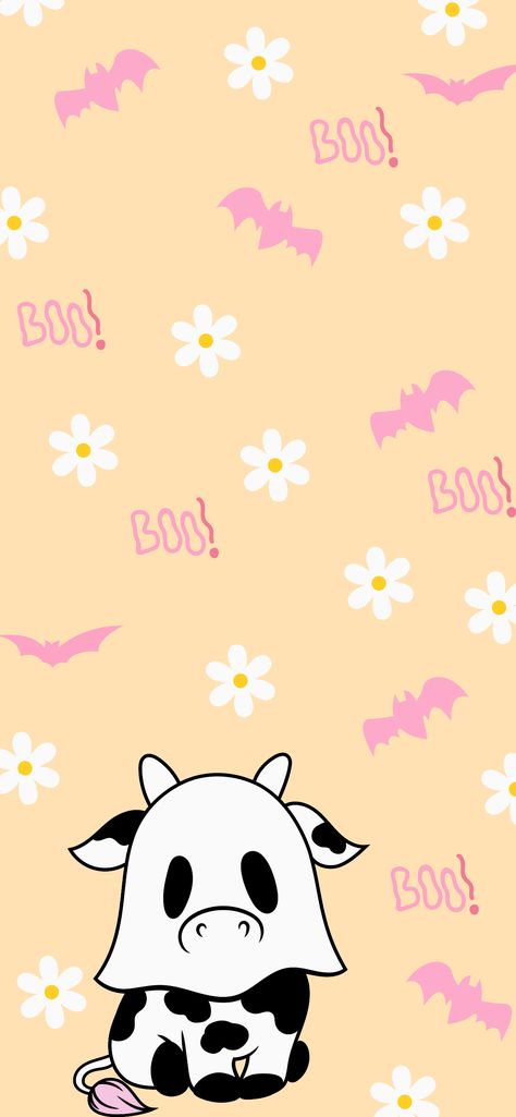 Spooky cow iphone wallpaper Cow Watch Wallpaper, Fall Cow Background, Pink Cow Aesthetic Wallpaper, Cow Ghost Wallpaper, Cow Wallpapers Aesthetic, Cute Halloween Cow Wallpaper, Spooky Cow Tattoo, Spooky Cow Wallpaper, Western Spooky Wallpaper