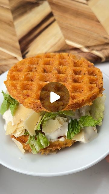 iRick Wiggins on Instagram: "Say “YUM” if you would eat this Caesar Salad Sandwich 😋🙌  How to make it:  Mix 1 can of chicken, 1 large egg & 1/2 cup parmesan. Put it in a waffle maker & cook until crispy. Take it out, repeat to make another one & add romaine, shaved Parmesan & Caesar dressing between them." Chicken Caesar Waffle Sandwich, Canned Chicken Waffle, Chicken Ceasar Salad Waffle, Canned Chicken Waffle Maker, Chicken Caesar Salad Waffle, Chicken Waffle Caesar Salad Sandwich, Waffle Chicken Sandwich, Parmesan Waffles, Chicken Waffles Recipe