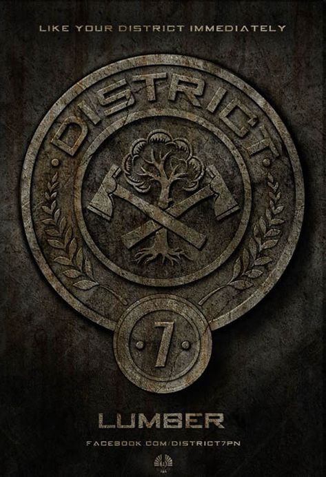 "District 7 provides lumber for the Capitol, and the tributes of District 7 are known to be good with axes." - The Hunger Games trilogy <3 Hunger Games Poster, Districts Of Panem, Hunger Games Districts, Hunger Games 2012, Johanna Mason, Hunger Games Movies, I Volunteer As Tribute, Hunger Games 3, Hunger Games Series