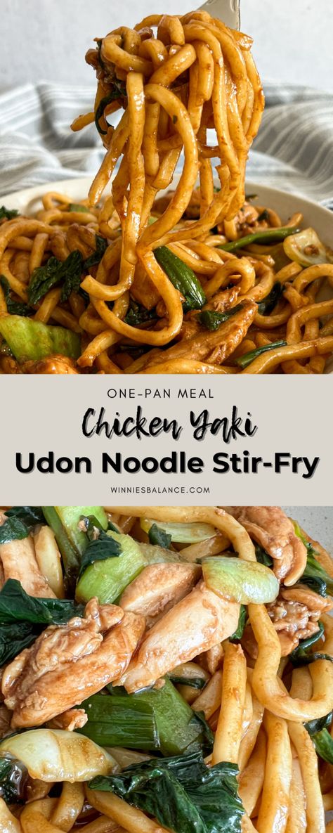 Chicken And Udon Noodle Recipe, Chicken Broccoli Udon Noodles, Udon Chicken Stir Fry, Chicken Yaki Udon, Chicken Udon Noodles, Chicken Udon, Udon Noodles Recipe, Chicken Broccoli Stir Fry, Fried Udon