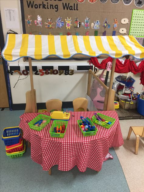 Sweet Shop Role Play Eyfs, Shop Role Play Eyfs, Role Play Eyfs, Eyfs Nursery, Shop Role Play, Working Wall, Maths Area, Kids Classroom, Sweet Shop