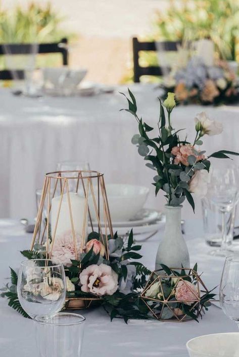 50 Fab Wedding Centerpieces & Table Decorations - Fabmood | Wedding Colors, Wedding Themes, Wedding color palettes White Linens, Rustic Wedding Decorations, Fall Wedding Centerpieces, Wedding Table Decorations, Wedding Table Centerpieces, Reception Table, Greenery Wedding, Diy Wedding Decorations, Romantic Weddings