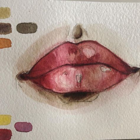 Doodling Away on Instagram: “First ever lips study in watercolor. #lips #lipstick #illustration #watercolor #watercolour #watercolours #watercolors #acquarello…” Watercolor Lips Painting, Watercolour Lips, Lips Watercolor, Lips Painting, Watercolor Face, Paintings, Lemon Art, Learn Watercolor Painting, Learn Watercolor