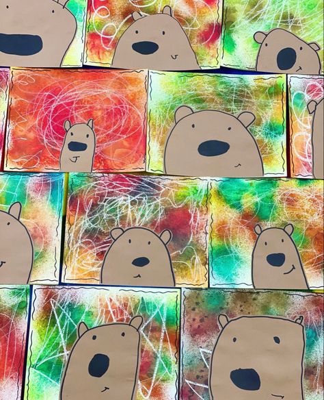 Bear Art Preschool Crafts, Bear Crafts Kindergarten, Bear Art Activities For Preschoolers, Hibernation Art For Kids, Sensory Art Preschool, Forest Animal Art Preschool, Preschool Bear Art, Goldilocks And The Three Bears Art, Preschool Hibernation Crafts