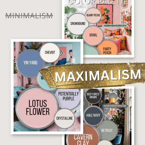 Perhaps in response to "Millennial Gray," Maximalism has seen a sudden surge in popularity recently! Homes are being filled with lots of fun colors and an Millennial Gray, Bright Paint Colors, Shoji White, Saturated Blue, Color Scheme Ideas, The Undertones, Color Palette Ideas, Bright Paintings, Palette Ideas