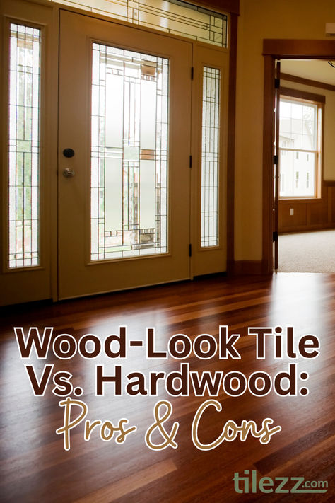 Which is better, wood-look tile or hardwood? Read our blog post to find out! #hardwoodfloor #woodfloor #flooring #woodlooktile #homerenovation #interiordesign #tile Wood Looking Tiles Floor, Tile Floors That Look Like Wood, Tile That Looks Like Wood, Tile That Looks Like Hardwood, Wood Look Porcelain Tile Floors, Tiles Floor Bedroom, Wood Tile Pattern, Porcelain Wood Tile Floor, Wood Tile Kitchen