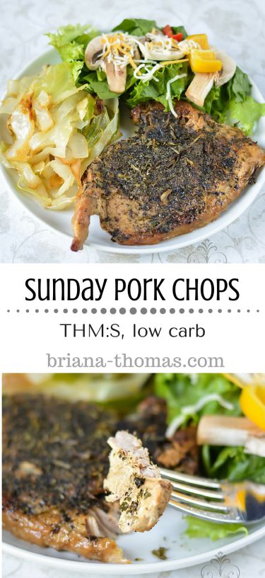 #Sunday #Pork #Chops...#THMS, #lowcarb, super #easy, #makeahead, #kidfriendly. #brianathomas #trimhealthymama #thm #healthyeating #healthyrecipes #recipes  #sugarfree #lowglycemic #healthyfats #dinner #entree Thm Dinner Recipes, Broiled Pork Chops, Briana Thomas, Thm Dinner, Baked Pork Chops Oven, Trim Healthy Momma, Pork Chop Dinner, Trim Healthy Mama Recipes, Baked Pork